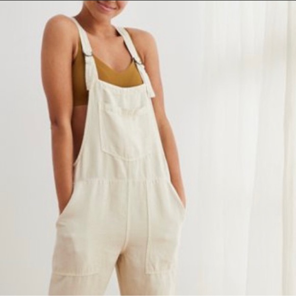 Aerie Cream Utility Twill Linen Overalls - Picture 3 of 6